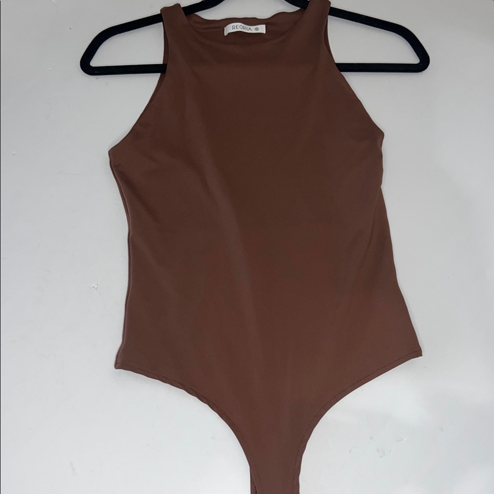 ReoRia Chocolate Brown Sleeveless Stretch Bodysuit Women's size Small - Picture 3 of 6